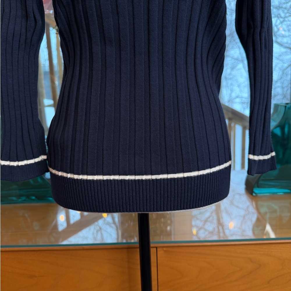 Classic Brooks Brothers Navy Sweater with White Trim - Picture 7 of 9